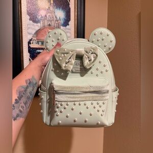 Loungefly Disney Minnie Mouse Mint & Pearl Ears Mini Backpack